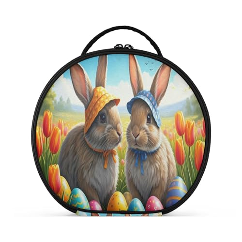 Takiito Easter Bunnies Travel Makeup Case Portable Makeup Box Artist Cosmetic Case Organizer With Adjustable Dividers