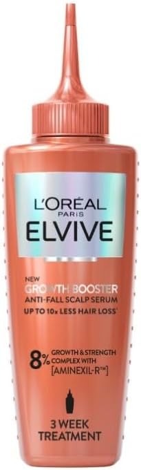 L'Oreal Paris Elvive Growth Booster Scalp Serum, Anti Hair Loss Scalp Treatment, with Aminexil, Nianimacide and Ginger Extract, Reduces Hair Loss, 102ml