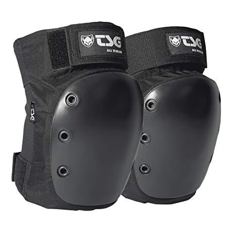 TSG Kneepad All Terrain Protective Pad, Skateboarding, Hardshell, EVA Foam, PE Knee Cap, Pre Shaped, Horseshoe, Tear Resistant Nylon, Top 360 Degree Strap, Pull Over, Swiss Design, Black Cover