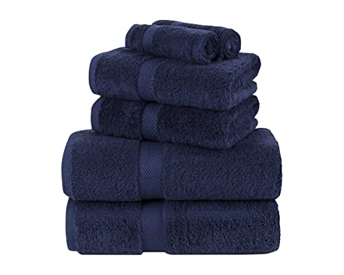 Image of La Maison 100% Egyptian Cotton 600GSM Superior Towel Bale Set Hand Towel Bath Towel 6 Piece Super Soft Everyday Use (Navy Blue)