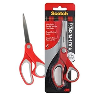 3M Scotch Scissors | 6″ Multipurpose | Comfort Grip Handle and Stainless Steel Blades | Paper, Photos, Crafts