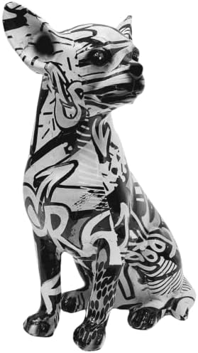 Monochrome Chihuahua Dog Ornament Graffiti Design Resin Animal Figurine