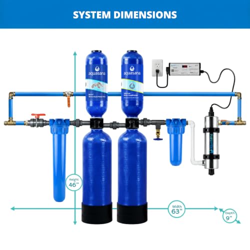 Image of Aquasana Whole House Water Filter System | 1M Gal | UV, Carbon & KDF Media | 10-Year Filter | 14.6 GPM | Reduces Chlorine, Bacteria, Viruses & Scale | Salt-Free Conditioner | 10-Year Limited Warranty