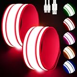 Samlior LED Bracciale Riflettente 2 Pezzi, Fascia Braccio Running Riflettente, 5 Colori 3 modalità Illuminazione Braccialetto Ricaricabile per Correre Andare in Bicicletta Fare di Notte (Rosso, M)