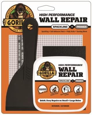 Gorilla 103959 Wall Repair Kit, Spackling + Primer, Knife, Sanding Block - Quantity 4