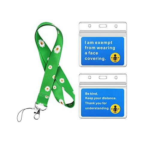 Exemption Card, Face Mask Exemption Lanyard, Lanyard with Card Holder, Waterproof Exemption from Face Covering Card, Disability Health ID Card for Travel Shopping (Green) Cover