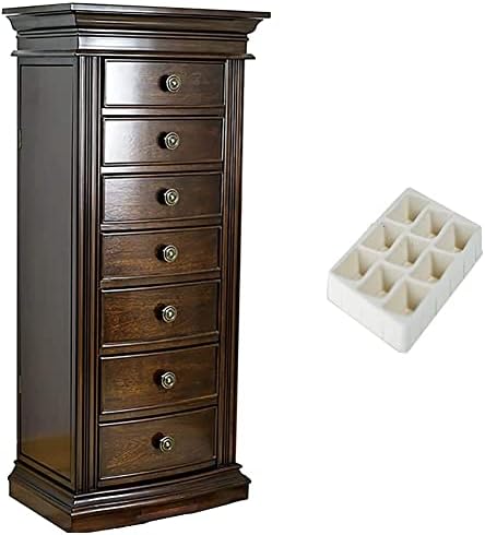 Hives and Honey Landry Jewelry Armoire, 18W x 12.5D x 40H, Walnut & Earring Tray Inserts (4 Pack) Jewelry Storage, Sand (9006-905)