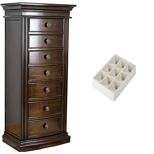 Hives And Honey Landry Jewelry Armoire, 18W X 12.5D X 40H, Walnut & Earring Tray Inserts (4 Pack) Jewelry Storage, Sand (9006-905) #TOP25