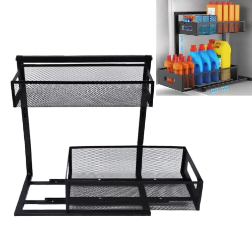 Organizador Bajo Fregadero 2 Niveles Cajón Extraíble para Baño y Cocina Negro miniatura 6