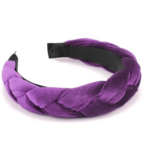 Image of DRESHOW Braided Headbands for Women Velvet Hair Hoop Elastic Criss Cross Hair Bands Accessories