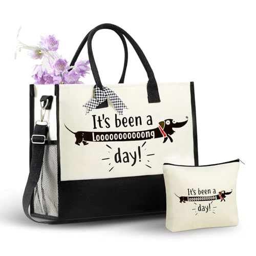Bolso Tote de lona con cremallera y correa para mujer miniatura 1