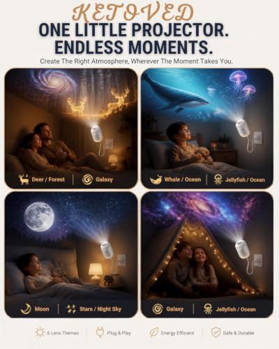 Image of Galaxy Star Projector Night Lamp | 2-in-1 Starry Sky Projector & LED Night Light | USB Portable Moon Projection Lamp for Bedroom, Kids Room & Home Decor (Fullmoon 6)