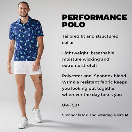 Chubbies Performance Mens Golf Polo Stretchy Breathable Polo Shirts Short Sleeve