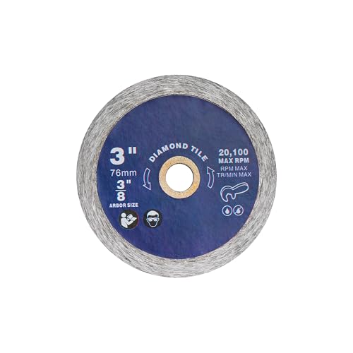 AOQIVIS DB343C 3 in Continuous Rim Diamond Blade for Angle Grinder,Dewalt Cut-Off Saw，Smooth Cutting Porcelain, Ceramic, Granite, Clean Cut Wet/Dry Cutting Applications in Marble Tile, 1 Pack