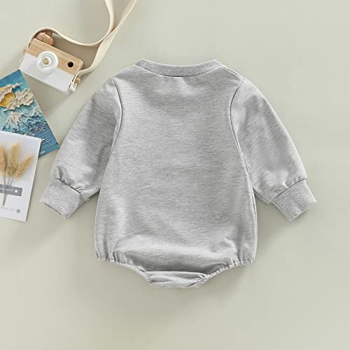 Lamuusaa Newborn Baby Girl Boy Outfits Funny Sayings Sweatshirt Romper One Piece Bodysuit Oversized Fall Clothes #TOP6