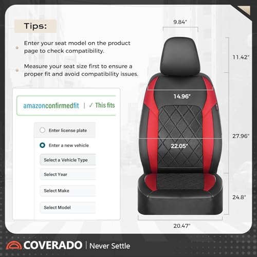 Image of Coverado Car Seat Covers, Front Seat Covers, 2 Front Automotive Seat Cover, Mesh Breathable Seat Protectors, Universal Fit for Most Cars