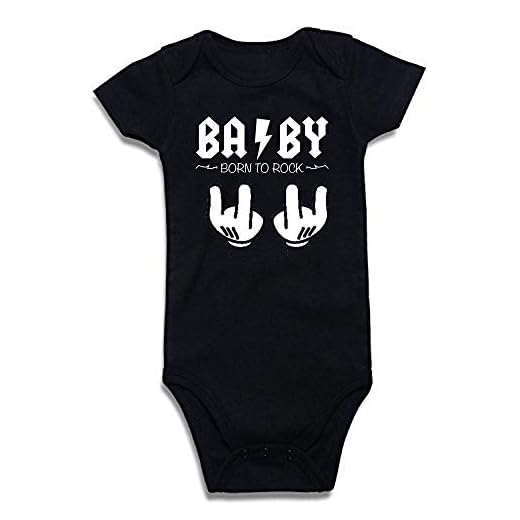 SUPERMOLON Body negro bebé algodón Baby Born to rock manga corta (0-3 meses)