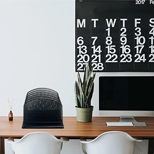 UFFICIUSUP Desktop File Organizers 2 Pack Inclined Document Holders 5 Section Office Supplies Mesh Vertical File Sorters Metal File Storages (2) - Thumbnail 2