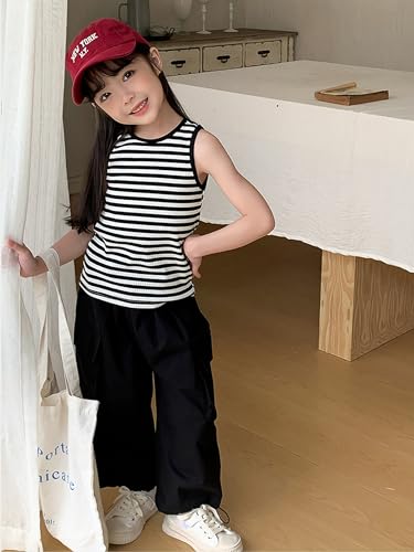 BINIDUCKLING Toddler Tank Top Girls Summer Cute Striped Sleeveless Top 24 Months-8 Years3