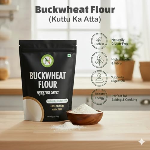Image of NatureVit Buckwheat, 1 kg | Kuttu Giri | Kutu ka Atta | Fresh | Stone Grounded | Gluten Free | Rich in Dietary Fibre for Fasting | Upwaas ke Liye