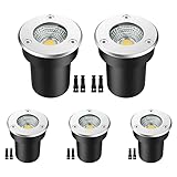 5 Pack Low Voltage Landscape Lights，1W 12V-24V White LED In Ground Lights,Outdoor Landscape Lights,Pathway Yard Lights, Waterproof Landscape Spotlights for Walkway, Driveway, Porch, Patio