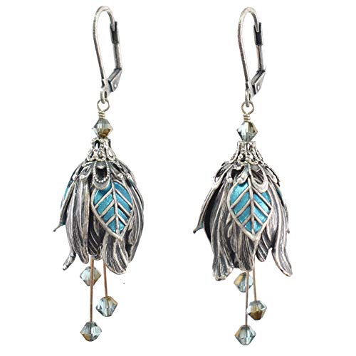 Fairy Flower Earring Collection: Lavish Bluebell Dangles with Brass Leverbacks,