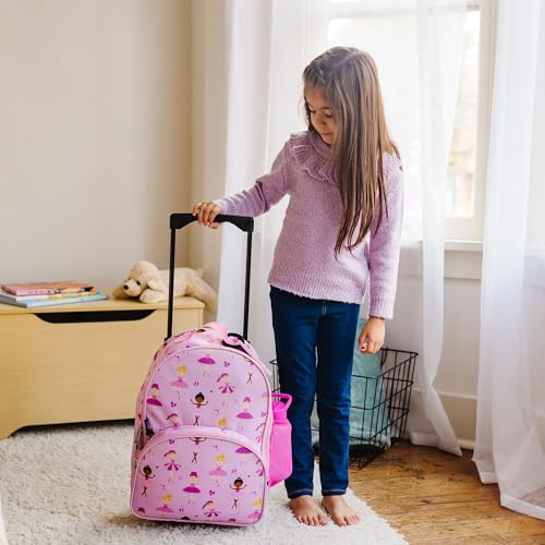 Image of Wildkin Kids 16 Inch Rolling Luggage for Boys & Girls - Lightweight Carry-On Suitcase with Telescoping Handle & Rolling Wheels for School, Travel & Overnight Trips