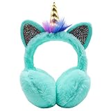 MEJORMEN Cat Ears Unicorn Earmuffs Unfoldable Ear Warmers Winter Warm Plush Outdoor Ear Covers