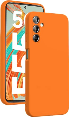 DIZORO Microfiber Candy Case Compatible with Samsung F55 5G Smooth Touch Cushion Liquid Soft Silicone Gel Rubber Phone Cases Non-Slip Full Body Protective Shockproof Back Cover (Orange)- Best and cheap mobile covers in India