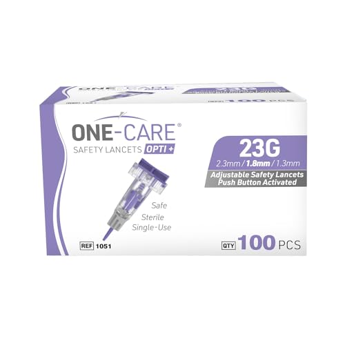 ONE-CARE Opti+ Adjustable Safety Lancets 23G x 3 Depth Setting (1.3 I 1.8 I 2.3mm), Preloaded, Gentle, Sterile,100/bx - Thumbnail 4