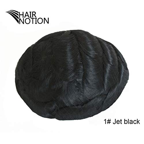 Hairnotion 0.04-0.06MM Thickness Super Thin Skin Front 1/8" V-looped Human Hair Toupee for Men (1#), 8”X10“ - Image 2