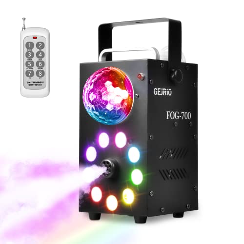 Gejrio Fog Machine, Smoke Machine With Disco Ball Lights And 9 Led Lights, 700W Fog Machine Halloween With Wireless Remote Control, Outdoor For Christmas, Halloween, Weddings, Parties, Stage Effect #TOP30