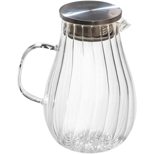 Wyazziv耐熱ガラスピッチャー 冷水筒・麦茶ポット・ガラスポットとして多用途に使用 ウォーターピッチャーとして家庭での飲料保管に便利 ウォーターカラフェの役割も兼ね 透明感で飲み物をおいしく見せる実用器具 (とうめいしょく)