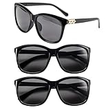 WEMOOTANTS 3 Packs Oversized Black Sunglasses for Women Polarized Sun Glasses Trendy Dark Shade Reduce glare