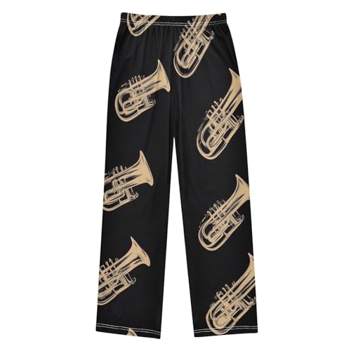 ZZXXB Trumpet Print Boys Long Pants Soft Trousers Elastic Waist Kids Lounge Bottoms with Pockets S-XL2