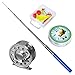 YOGAYET Mini Pocket Fishing Rod and Reel Combos Fly Reel Aluminum Alloy Portable Telescopic Pen Fishing Pole Extended 39 Inch Blue
