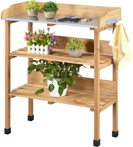Yaheetech Outdoor Garden Potting Bench Table Wooden Horticulture ...