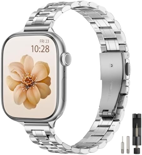 STIROLL Thin Metal Band Compatible with Apple Watch Bands for Women