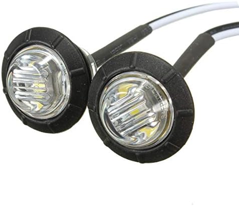 KYYET 10 Pcs 3/4 Inch Mount LED Rear Side Marker Indicator Lights for Trucks, Traile ,Cab Marker, RV Marker,Marine Led Utility Strip Light for Boats ,Taillight Brake Stop Lamp12V (White)