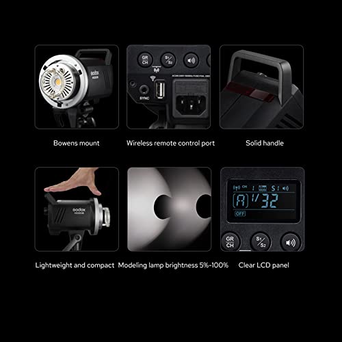 Flash studio Godox MS300V recyclage rapide et lampe de modelage LED