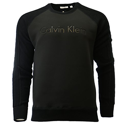 Calvin Klein Men's Neoprene Mixed Media Logo Crew Neck Sweatshirt