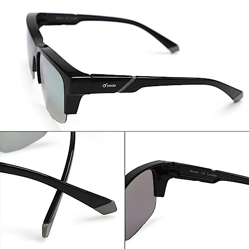 Image of yodo Fit Over Glasses Sunglasses with Polarized Lenses for Men and Women,Black Frame /Green Mirrored Lens