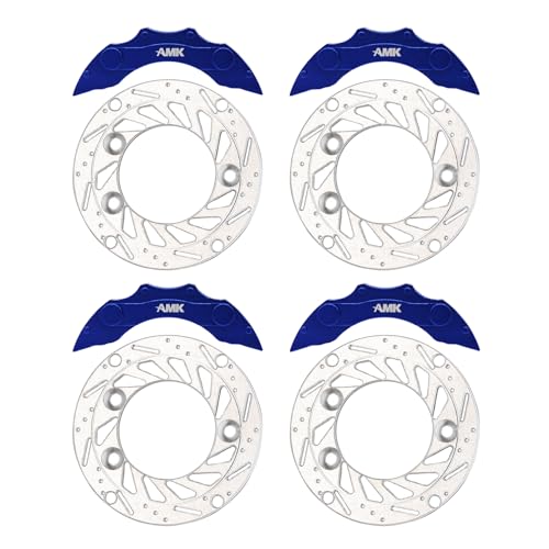 AMK Aluminum TRX4 Brake Discs with Caliper, 1/10 Scale Brake Pads for RC Crawler TRX4 Upgrades (Blue A)