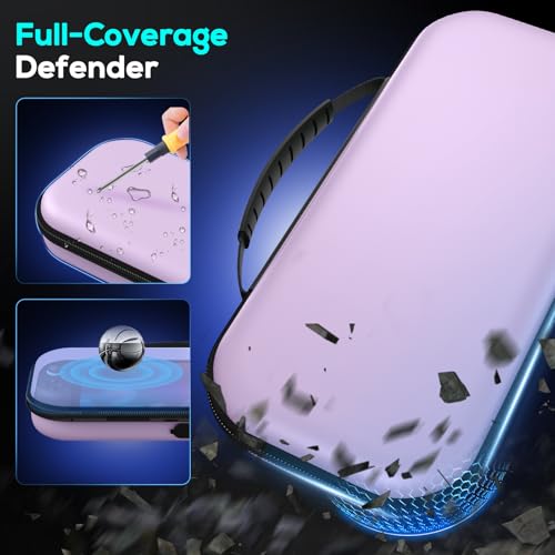 Image of Auarte [Charge Inside] Switch 2 Carrying Case for Nintendo Switch 2 Console 2025 / Switch Original /Switch OLED, Slim Travel Carry Case for Switch 2 Accessories with 10 Game Card Storage (light purple, for Switch 2, Carrying Case)