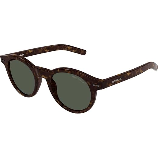 Montblanc 3DR Round Havana Frame Gafas de Sol, Adultos Unisex, Marrón (Marrón), Talla Única