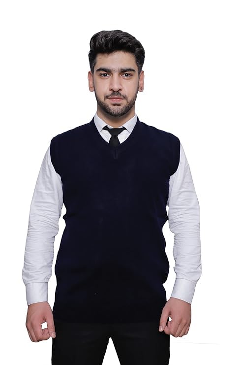 Image of Men Sleeveless Office Uniform Sweater - Daffodil