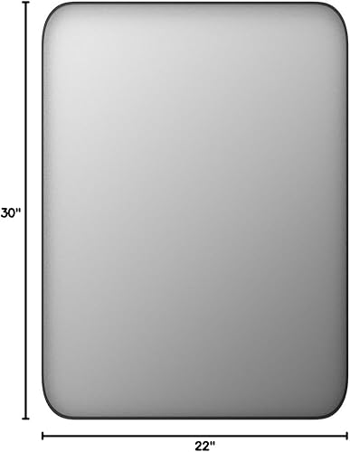 Miniatura 7 de Sweetcrispy Espejo de tocador de baño negro para pared, 22 x 30 pulgadas, marco de metal, rectangular, antioxidante, vidrio templado, se cuelga