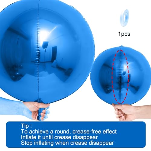 Image of 12PCS Metallic Dark Blue Round Foil Balloons 22 inch 15 inch 10 inch Mylar Balloons