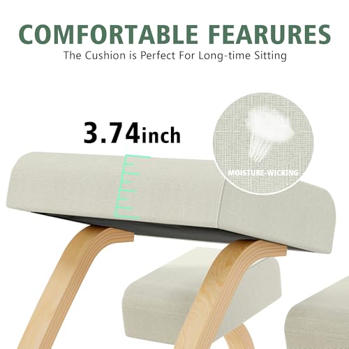 MallVitally Ergonomischer Kniestuhl ausMassivholz mit Wippfunktion,gepolsterte Sitz-und Knieauflage fuirBuro, Homeoffice und Lernen, bis 100kg