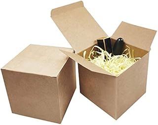 LiyuanQ Gift Box, Kraft Paper Gift Boxes with Lids, 20Pcs 4x4x4 Inches Thick Fold Party Bag Cardboard Gift Boxes for Packaging, Moving, Delivery, Present Gifts, Birthday, Wedding, Festival(Brown)